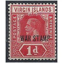 Virgin Islands 1916 SG78c 1d Scarlet WAR STAMP Mounted Mint . .