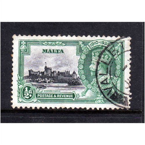 MALTA 1935 SILVER JUBILEE SG 210 1/2d BLACK AND GREEN FINE USED
