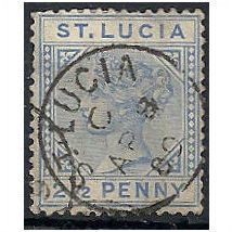 St Lucia 1883 SG33 2 1/2d Blue Wmk Crown CA Fine Used.