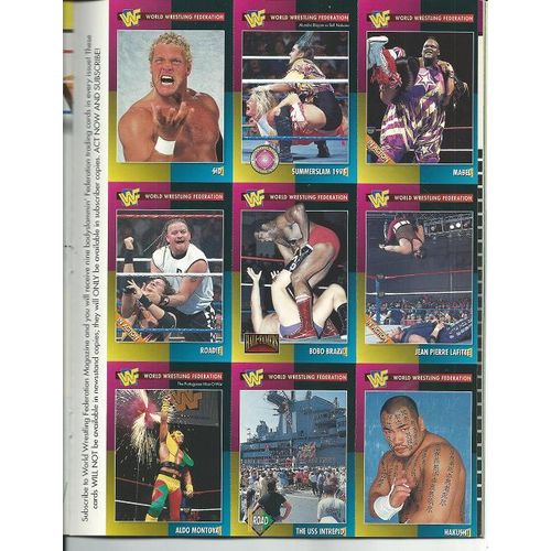 WORLD WRESTLING FEDERATION AUGUST 1995 with trading cards