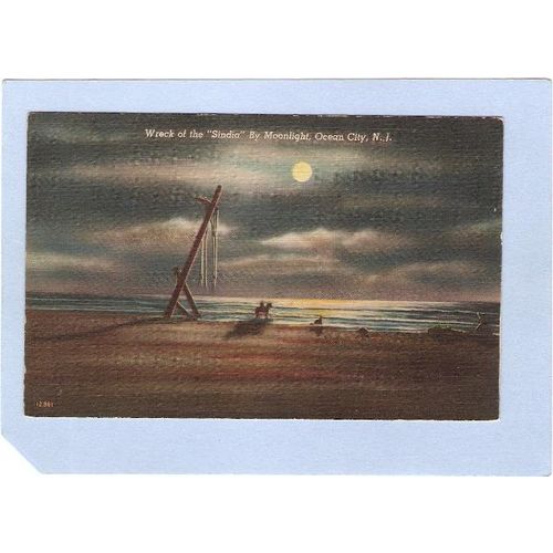 New Jersey Ocean City Wreck Of The Sindia By Moonlight ~591