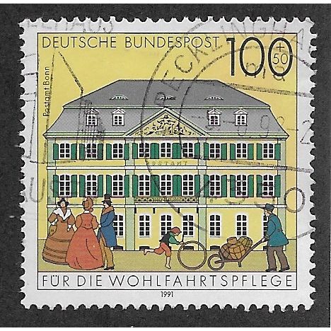 GER 1991 100pf +50 'CHARITY - POSTAL BUILDINGS' FINE USED (EBID62-946)