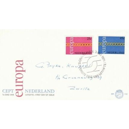 Netherlands 1971 Europa FDC special cancel written VGC No.112