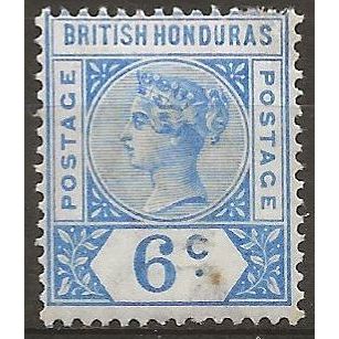 British Honduras 1895 SG56 6c Ultramarine (tone spot) Mounted Mint .