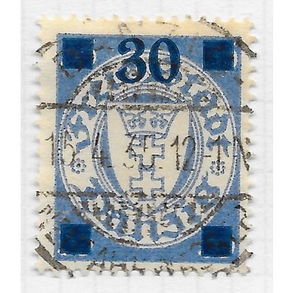 DANZIG 1934 SURCHARGE 30pf ON 35pf SHADE GREY-BLUE Mi 242b 242 USED