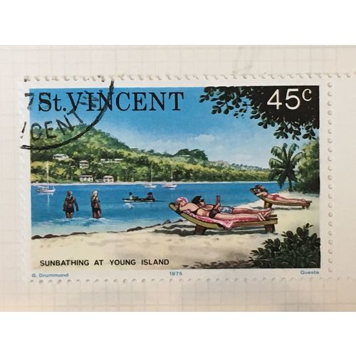 St Vincent 1975 Tourism 45c Sunbathing Yacht Island Used SG 454 Sc 433 stamp
