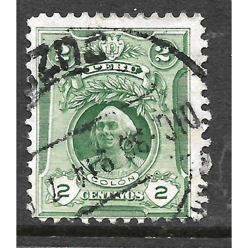 PERU 1909 SG374 2c GREEN COLUMBUS PORTRAITS FINE USED