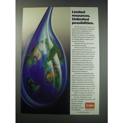 1991 Toro Irrigation Ad - Limited resources. Unlimited possibilities