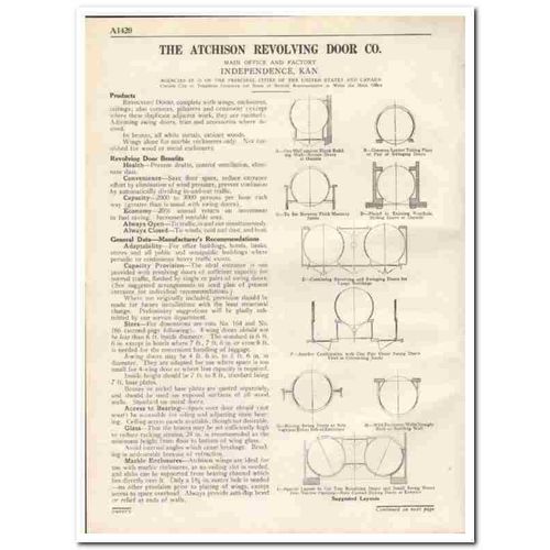 ATCHISON REVOLVING DOOR COMPANY 1931 wings enclosures vintage catalog