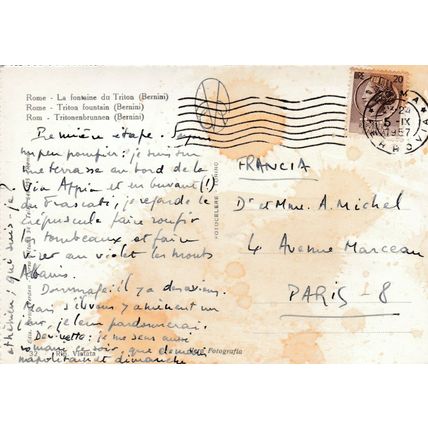Roma Fontana del Tritone Italy Real Photo Postcard posted 1957 VGC