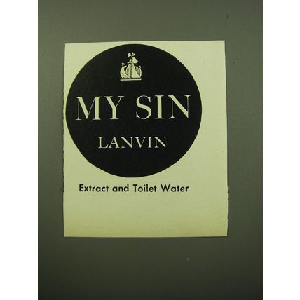 1950 Lanvin My Sin Perfume Ad - Extract and Toilet Water