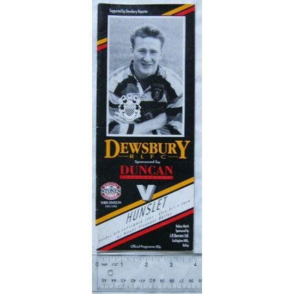 1991 programme Dewsbury v. Hunslet, 8/9