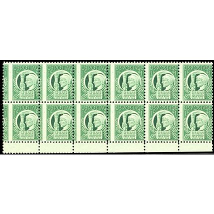 908, Mint NH 1¢ RARE Misperfed & Gutter Snipe Error of Block/12 - Stuart Katz