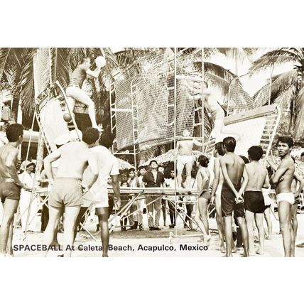 Spaceball Caleta Beach Mexico Vintage Crazy Tennis Ball Game Postcard