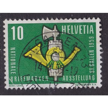 Switzerland 1959 POSTMARK ST GALEN on posthorn 10c VGC