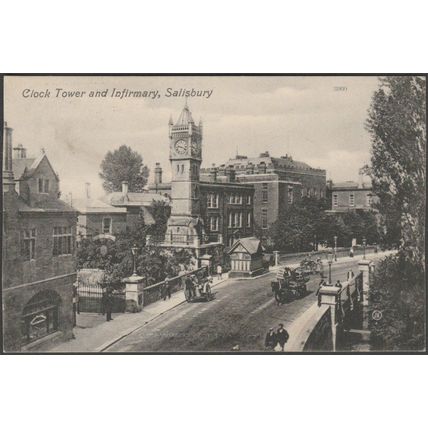 Clock Tower and Infirmary, Salisbury, Wiltshire, 1911 - Valentine's Postcard