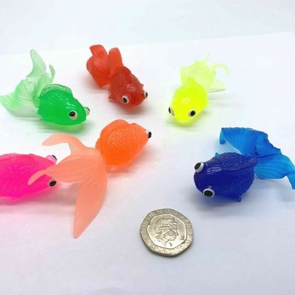 Soft Plastic Small FISH Goldfish Rubber Toy Craft RANDOM Kids UK SELLER