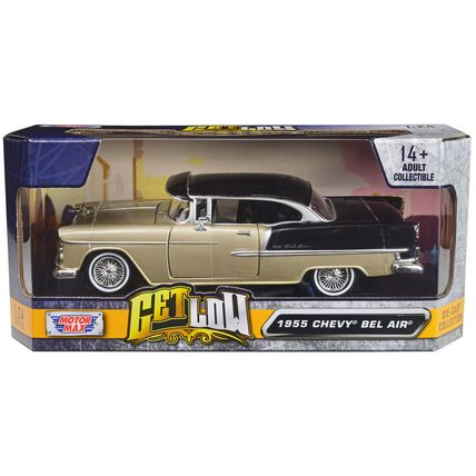 1955 Chevrolet Bel Air Lowrider Hard Top Beige Metallic and Black "Get Low" S...