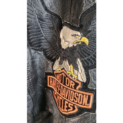 Unik Black Leather Biker Riding Vest Harley Davidson patches XXL HOG Motorcycle