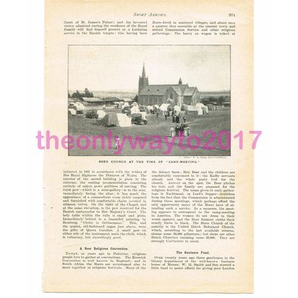 Boer Church, Camp Meeting, South Africa, Book Illustration, c1899