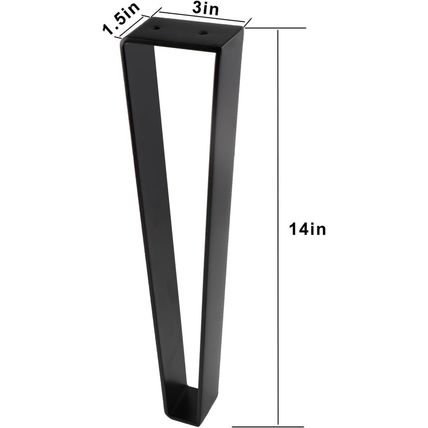 Osring 14 Inch Trapezoid Furniture Legs 4Pcs, Solid Steel Furniture Hairpin Leg