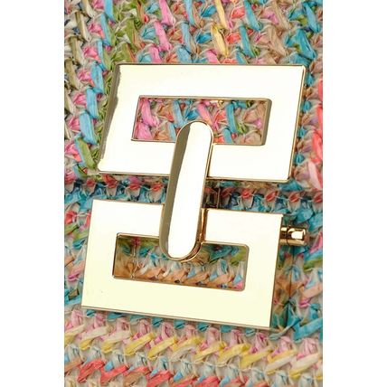 Multicolour Woven Metal Clasp Flap Handbag