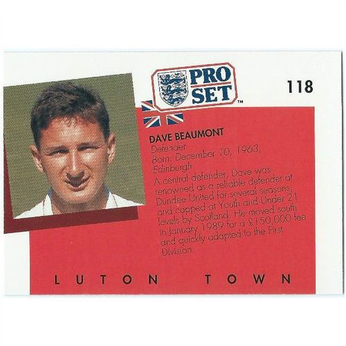 1990/1991 Pro Set Footbal - #118 - Dave Beaumont