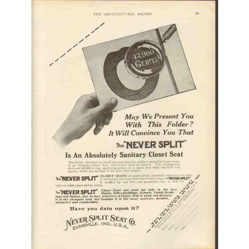 never split seat company 1912 absolutely sanitary closet vintage ad