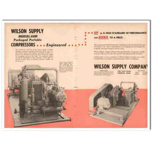 wilson supply company 1954 ingersoll-rand portable compress vintage ad