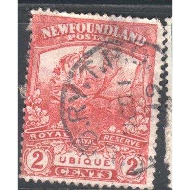 Newfoundland 1919 - SG131 - 2c red - Caribou (Royal Naval Reserve Ubique) - used