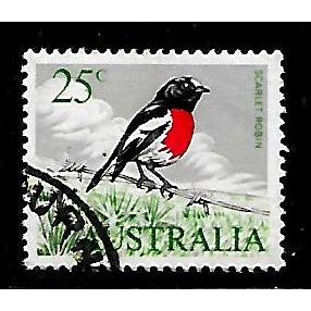 AUSTRALIA 1966 25c SCARLET ROBIN SG396 FINE USED