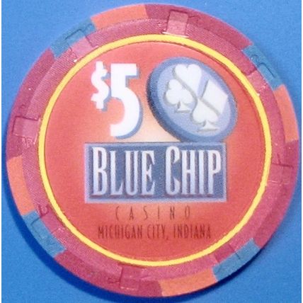 Blue Chip. $5 Casino Chip. Michigan City, IN. W96