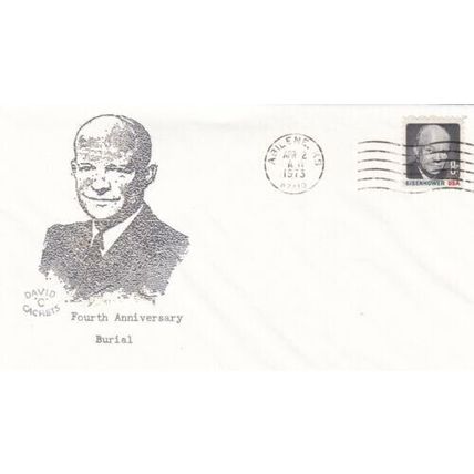 United States 1973 Eisenhower Burial 4th ann. FDC Abilene Cancel unaddressed VGC