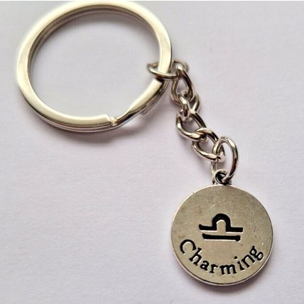 New Metal LIBRA Keyring Key Chain ZODIAC CHARMS BALANCE SCALES STAR SIGN
