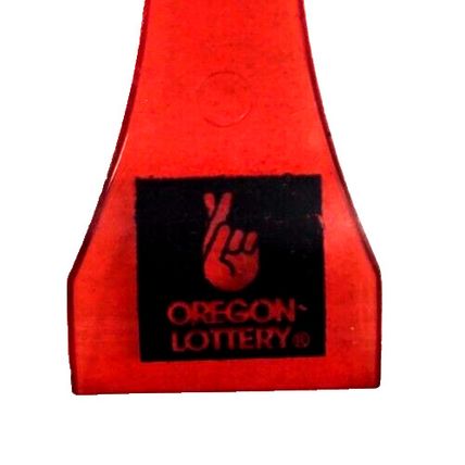 Red Plastic Oregon Lottery Scratcher Advertising 2" Keychain Charm Purse