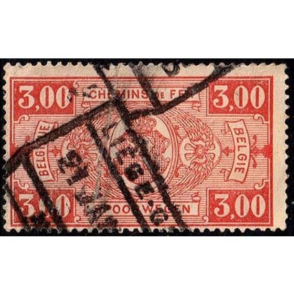Belgium 1923 Railway Parcelpost 3,00Fr Used Stamp Spoorwegen
