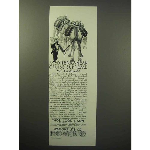 1930 Thos. Cook & Son Ad - Mediterranean Cruise Supreme