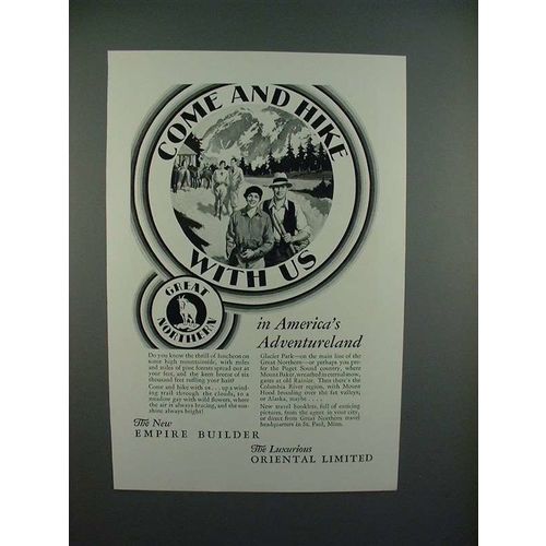 1930 Great Northern Railroad Ad - Come Hike With Us