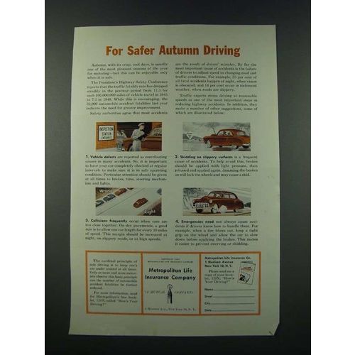 1949 Metropolitan Life Insurance Company Ad - For Safer Autumn Driving
