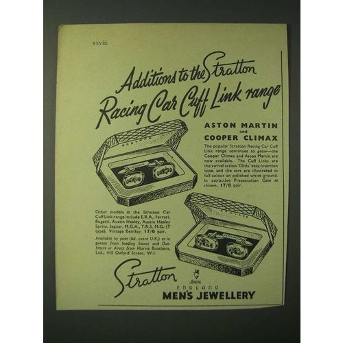 1960 Stratton Ad - Aston Martin and Cooper Climax Racing Car Cuff Links