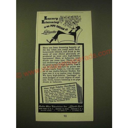 1951 Radio Wire Television Inc. Lafayette Radio Ad - Luxury listening