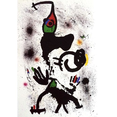 Original Miro Vintage Print Sponge Diver surrealist abstract modern art plate
