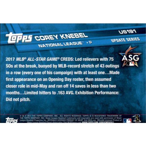 2017 Topps Baseball UPD Corey Knebel #US191 AS