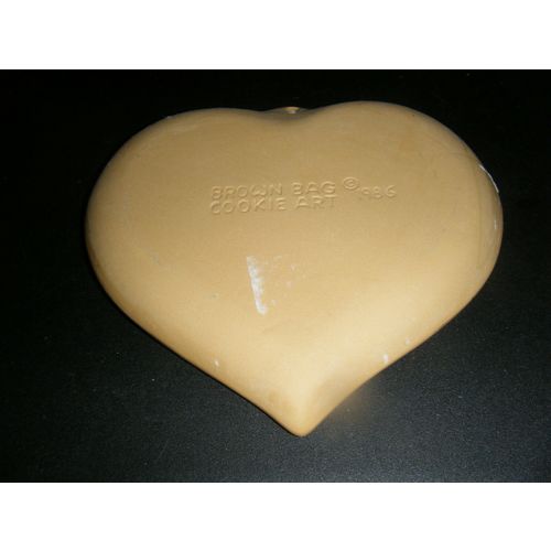 Brown Bag Cookie Art 1986 Heart Shape Tulip & Hearts Cookie Pottery Mold