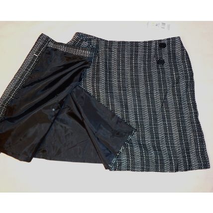 Womens Gloria Vanderbilt Black White Skirt 12 34 Waist NWT Texture