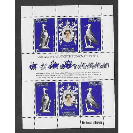 CHRISTMAS IS 1978 ANNIV 0F CORONATION SHEETLET SET 6 VALS SG 96 / 98 M / MINT