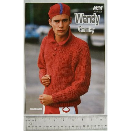 Vintage: Wendy 3148 man's sweater with collar, chunky