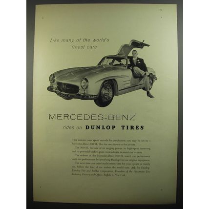 1954 Dunlop Tires Advertisement - Mercedes-Benz 300 SL Car