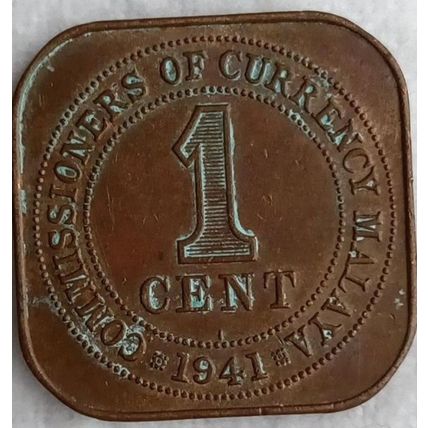 British Monarch King George VI Straits Settlements 1941-i Copper One-cent