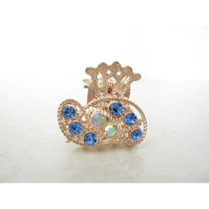 small mini gold metal crystal hair claw clip
